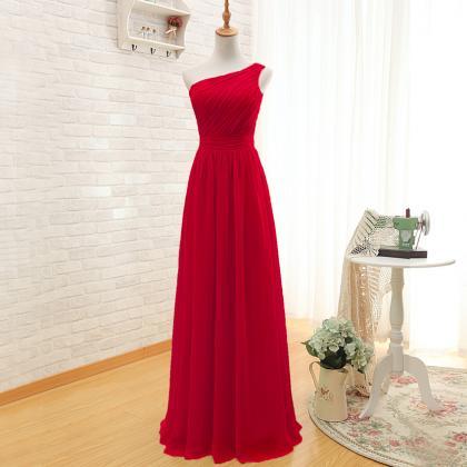 Prom Dress,one Shoulder Prom Dress,red Prom..