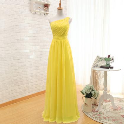 Prom Dress,one Shoulder Prom Dress,yellow Prom..