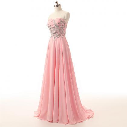 Prom Dress,strapless Prom Dress,pink Prom..