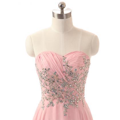 Prom Dress,strapless Prom Dress,pink Prom..