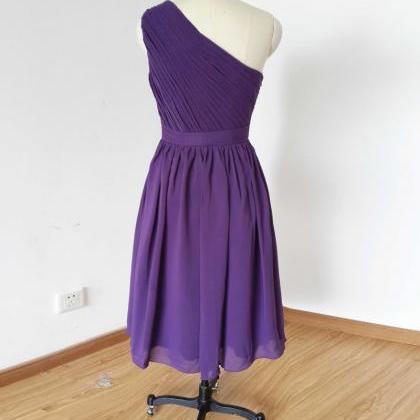 Prom Dress,one Shoulder Prom Dress,purple Short..