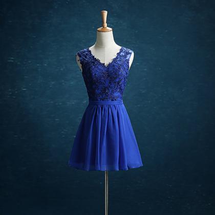 Prom Dress,v Neck Prom Dress,royal Blue Short Prom..