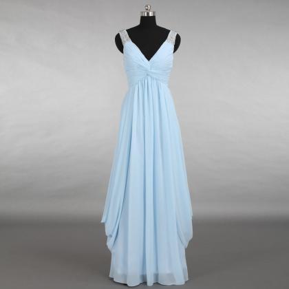 2016 Chiffon Prom Dresses,light Blue Prom..
