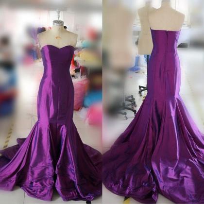 Elegant Long Purple Prom Dresses Sexy Sweetheart..