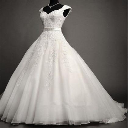 2016 Ball Gown Organza V Neck Wedding Dresses With..