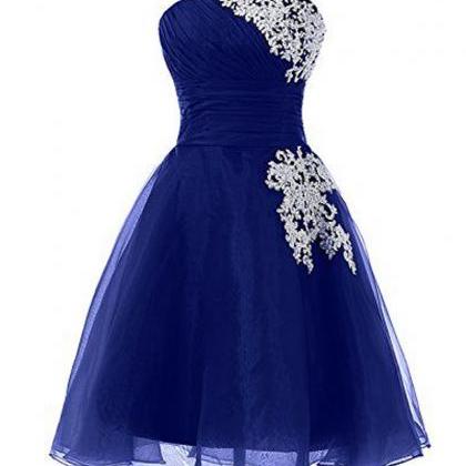 Royal Blue Knee Length Prom Dresses Sexy Sweetheart Organza Evening ...