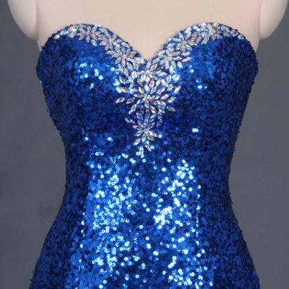 Prom Dress,royal Blue Prom Dresses,sequined Prom..