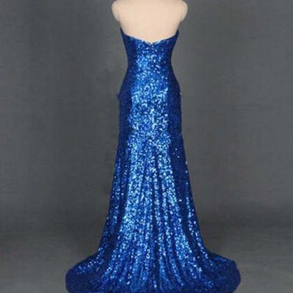 Prom Dress,royal Blue Prom Dresses,sequined Prom..