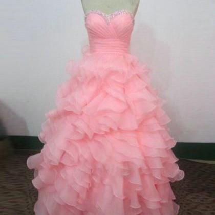 Ball Gown Sweetheart Pink Prom Dresses Beaded..