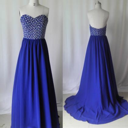 2016 Sexy Royal Blue Crystal Prom Dresses Deep..