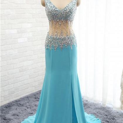 Luxury Prom Dresses,light Blue Prom..