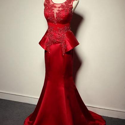 Prom Dress,red Mermaid Prom Dress,sexy Prom..
