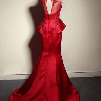 Prom Dress,red Mermaid Prom Dress,sexy Prom..