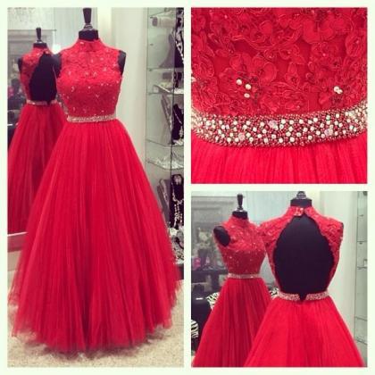 Halter Red Bridesmaid Dress,floor Length Backless..
