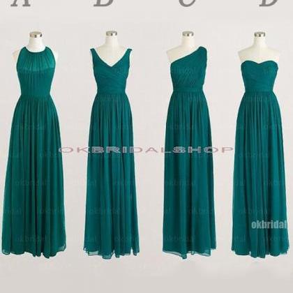Pretty Long Mismatched Teal Green Bridesmaid..