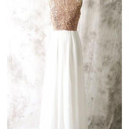 Elegant Long White Chiffon Bridesmaid Dresses,..