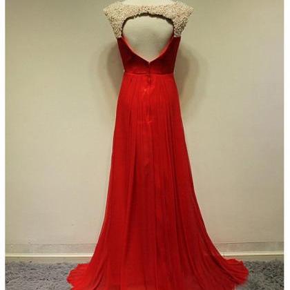 Prom Dress,red Prom Dresses,sexy Backless Beaded..
