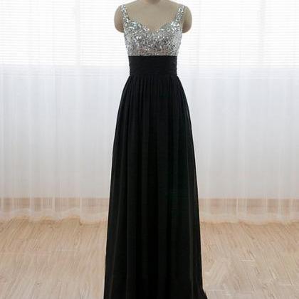 Prom Dress,black Prom Dresses,floor Length Empire..