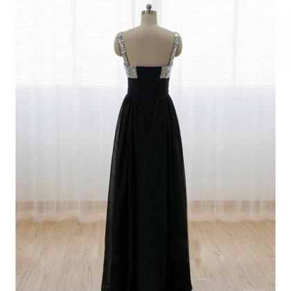 Prom Dress,black Prom Dresses,floor Length Empire..