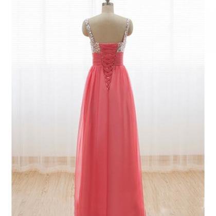 Elegant Handmade Long Straps Simple Prom Dresses,..