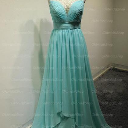 Elegant Long Blue Backless Prom Dresses, Long Prom..
