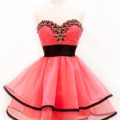 Prom Dresses,short Prom Dresses,watermelon Red..