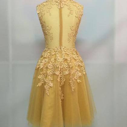 prom dresses,Short Gold Prom Dresse..