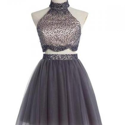 Grey Two-piece Homecoming Dress Featuring Short..