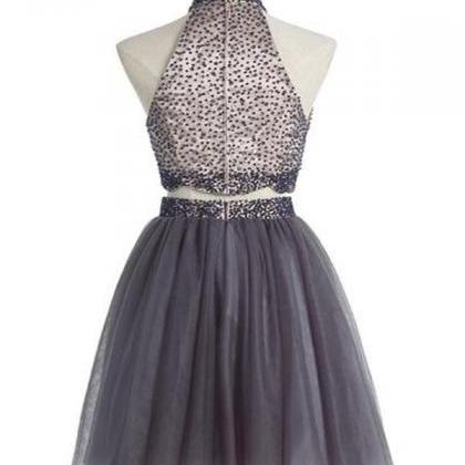 Grey Two-piece Homecoming Dress Featuring Short..