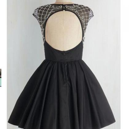 Black Short Homecoming Dress Featuring Beaded..