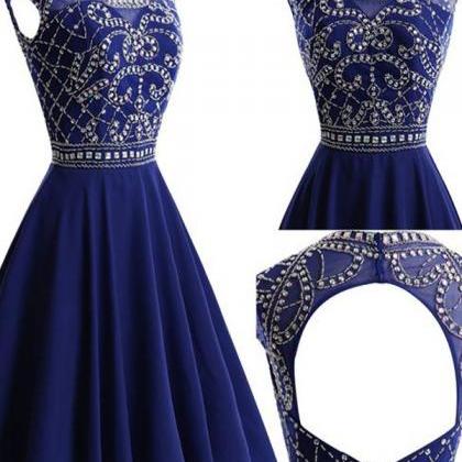 Short Prom Dresses, Royal Blue Prom Dresses,silver..