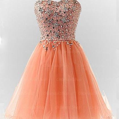 Mini Orange Evening Dress , Graduation Dresses..