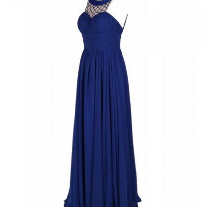 Elegant Long Royal Blue Bridesmaid Dresses,..