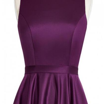 Dark Purple Sleeveless A-line Long Prom Dress With..