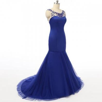 Prom Dress,royal Blue Prom Dress,backless Prom..