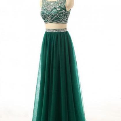 Prom Dress,hunter Green Prom Dress,2 Piece Prom..