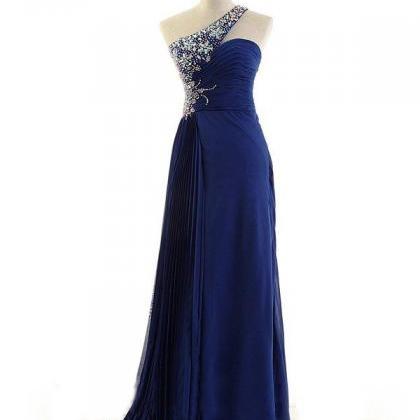 Prom Dress,royal Blue Prom Dress,one Shoulder Prom..