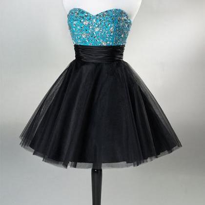 Black Sweetheart Tulle Homecoming Dresses,short..
