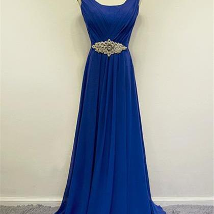 Sexy Red Royal Blue Scoop Beck Chiffon Prom..