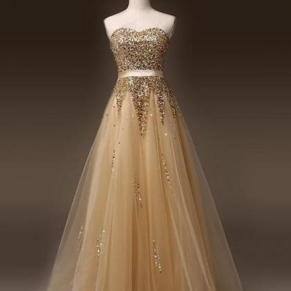 2016 Tulle Sweetheart Champagne Prom Dressses With..