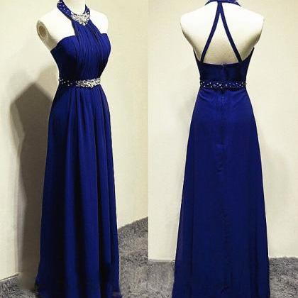 2016 Royal Blue Prom Dresses With Halter..