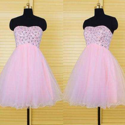 Sexy Pink Stones Embellished Sweetheart Homecoming..