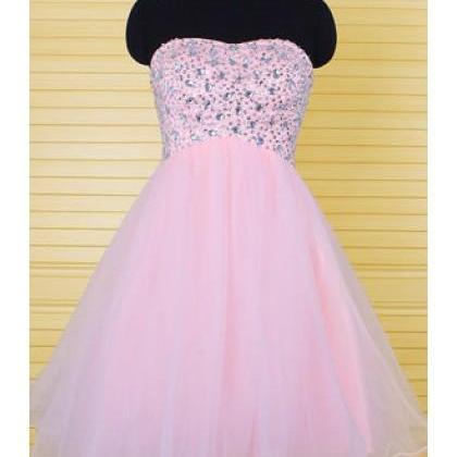 Sexy Pink Stones Embellished Sweetheart Homecoming..