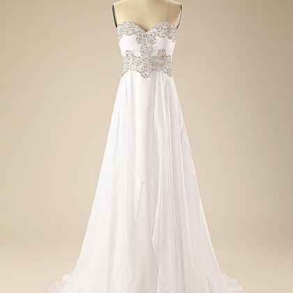 Fashion White Beaded Bridesmaid Dresses, Beaded..