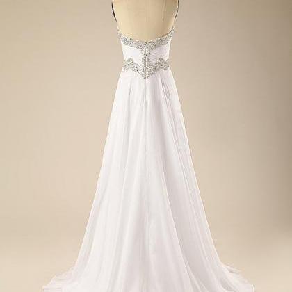 Fashion White Beaded Bridesmaid Dresses, Beaded..