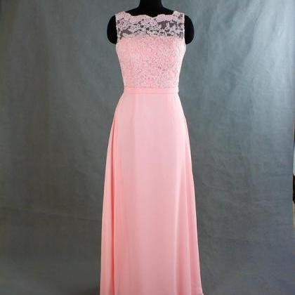 Sexy Pink Backless Chiffon Evening Dresses With..