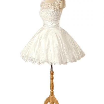 Elegant A Line Scoop Neckline Short Sleeves White Homecoming Dress Birthday Outfits C704 main image 0