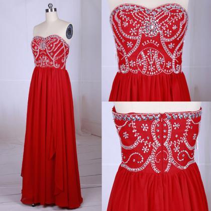 Prom Dress,red Prom Dresses,beaded Prom Gowns,sexy..