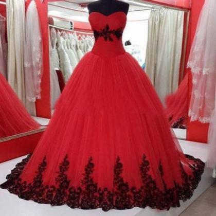 Red Quinceanera Dresses For 15 Years Tulle..