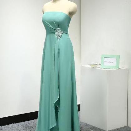 Charming Strapless Tiffany Bridesmaid Dress,floor..